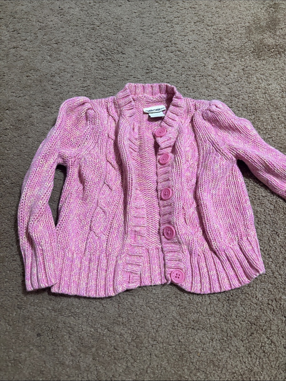 Cherokee Pink Speckled Knit Cardigan